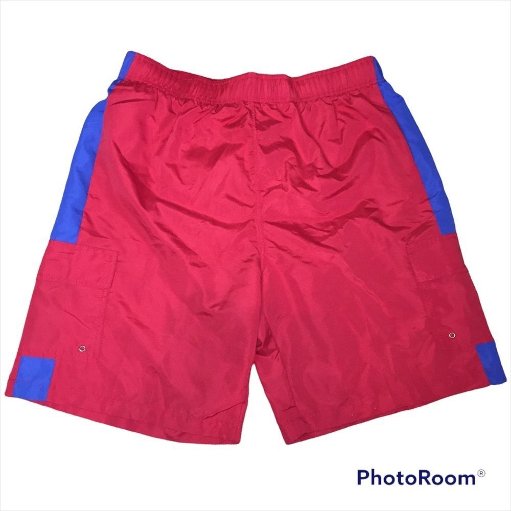 NWOT Swim Trunks Sz XL Red Blue Open Trails Vacation Surfing Cruise